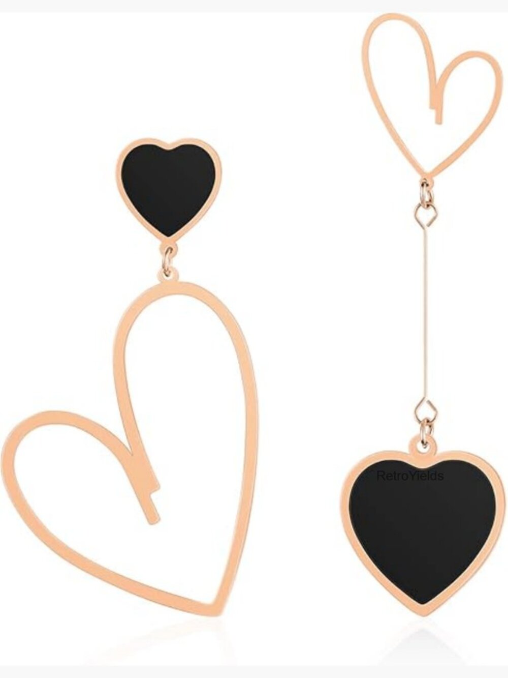 Asymmetrical Mismatched Heart Dangle Earrings Drop & Dangle Titanium Stainless